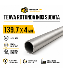 Teava rotunda inox sudata AISI 304, 139.7 x 4 mm, 6 metri Teava rotunda inox sudata AISI 304, 139.7 x 4 mm, 6 metri